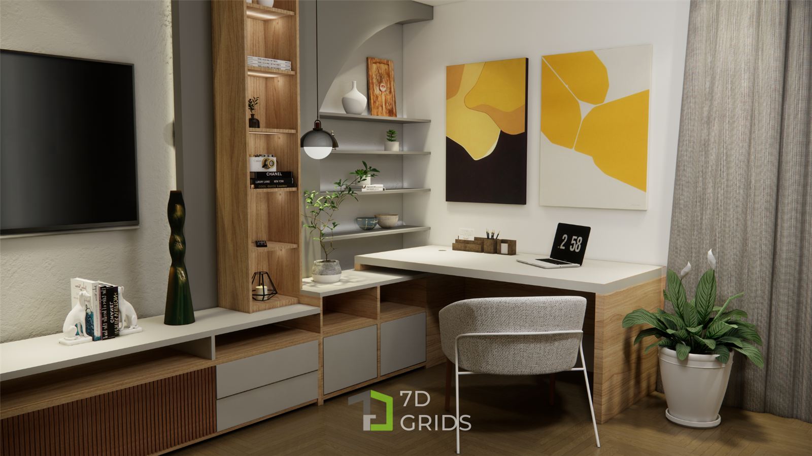Casa R built-in study desk and shelving