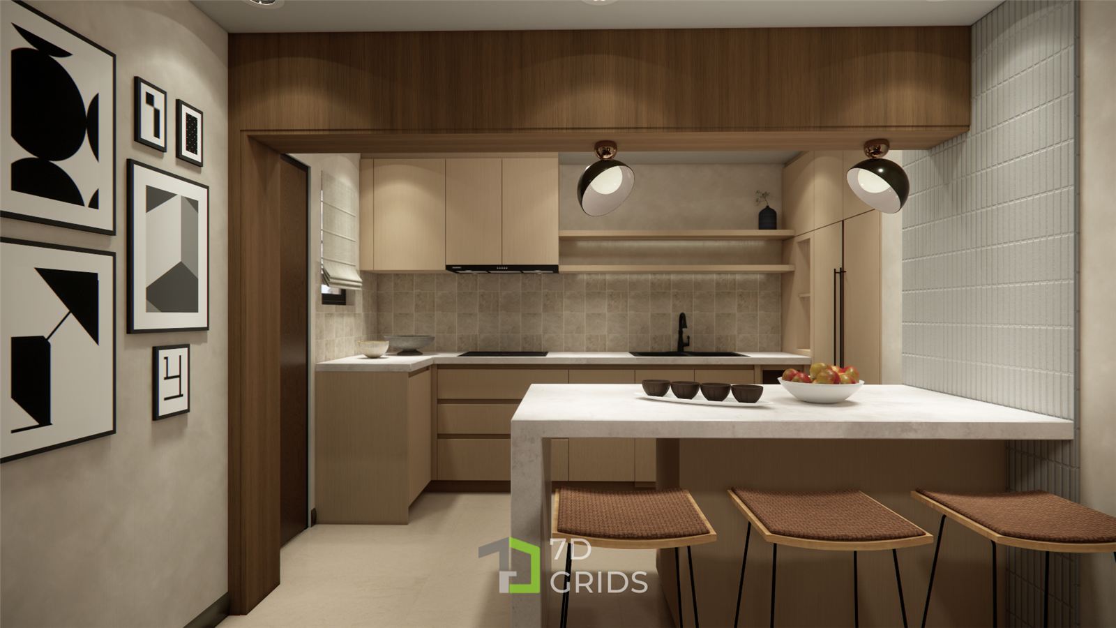 Casa Y renovated kitchen with breakfast bar